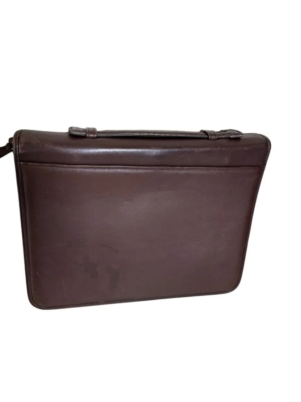 Coach Brown Leather Zip Around Portfolio Binder 3-Ring Organizer Interior Pocket
